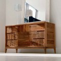 Dresser 3 laden modern design in massief notenhout, Nino