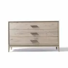 Dresser 3 laden walnoot modern design, L 131 x B 55 x H 80 cm, Sandro Viadurini