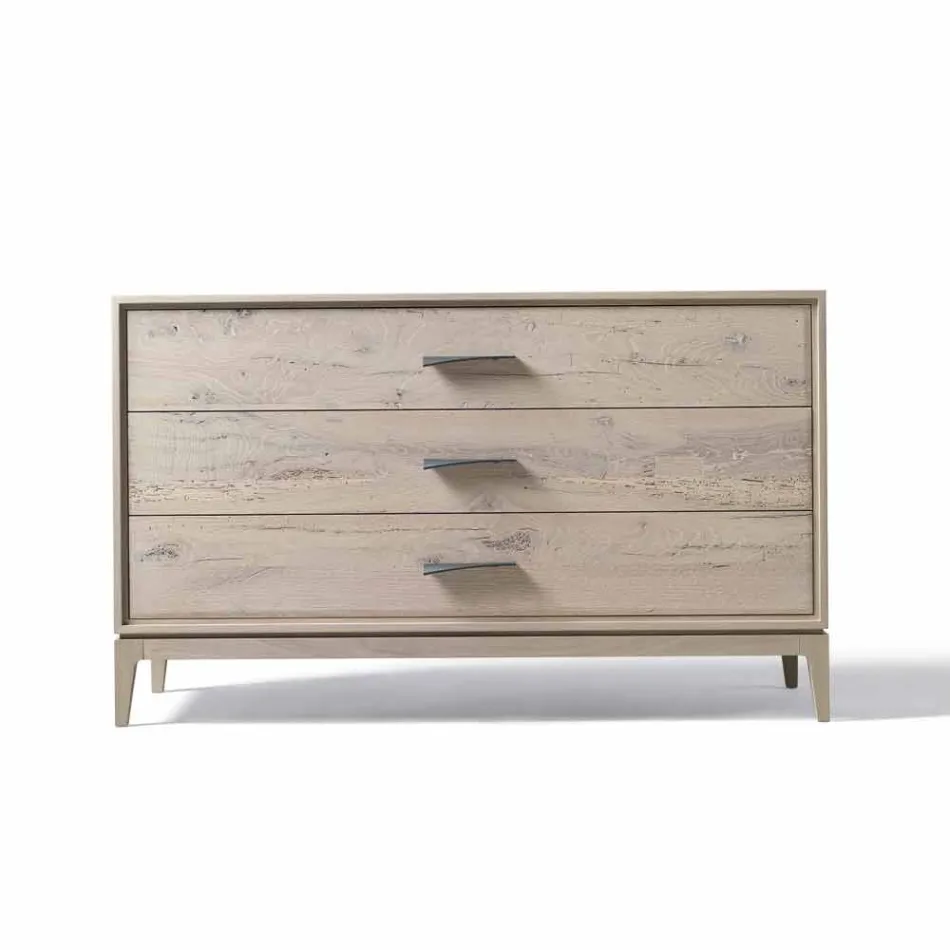 Dresser 3 laden walnoot modern design, L 131 x B 55 x H 80 cm, Sandro Viadurini