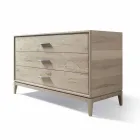 Dresser 3 laden walnoot modern design, L 131 x B 55 x H 80 cm, Sandro Viadurini