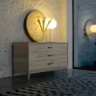 Dresser 3 laden walnoot modern design, L 131 x B 55 x H 80 cm, Sandro Viadurini