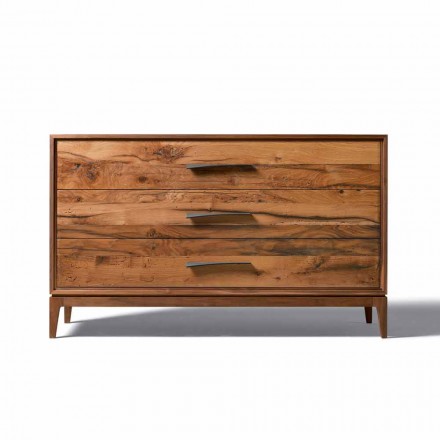 Dresser 3 laden walnoot modern design, L 131 x B 55 x H 80 cm, Sandro Viadurini