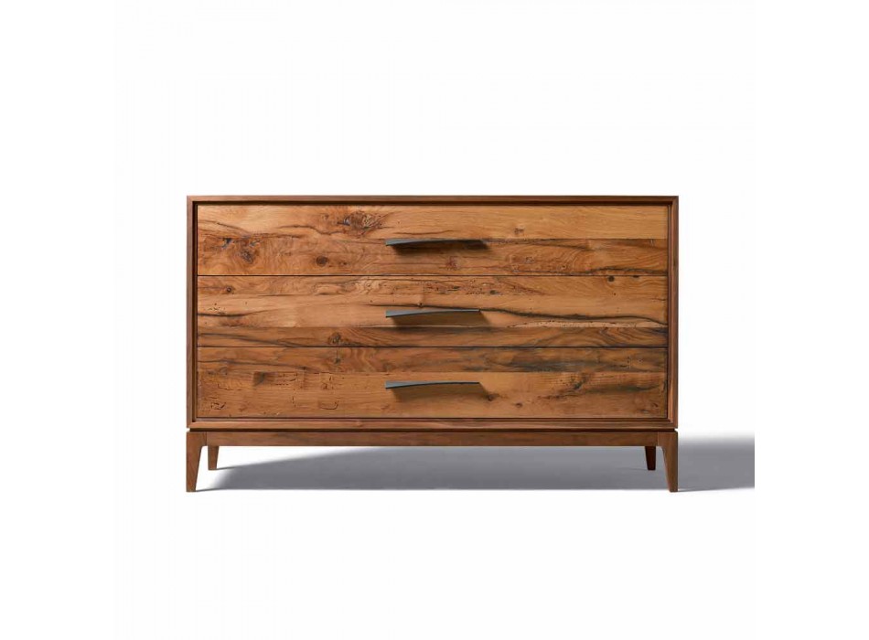 Dresser 3 laden walnoot modern design, L 131 x B 55 x H 80 cm, Sandro Viadurini