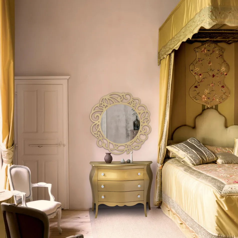 Rond dressoir met 3 laden in verschillende afwerkingen Made in Italy - Gamad Viadurini