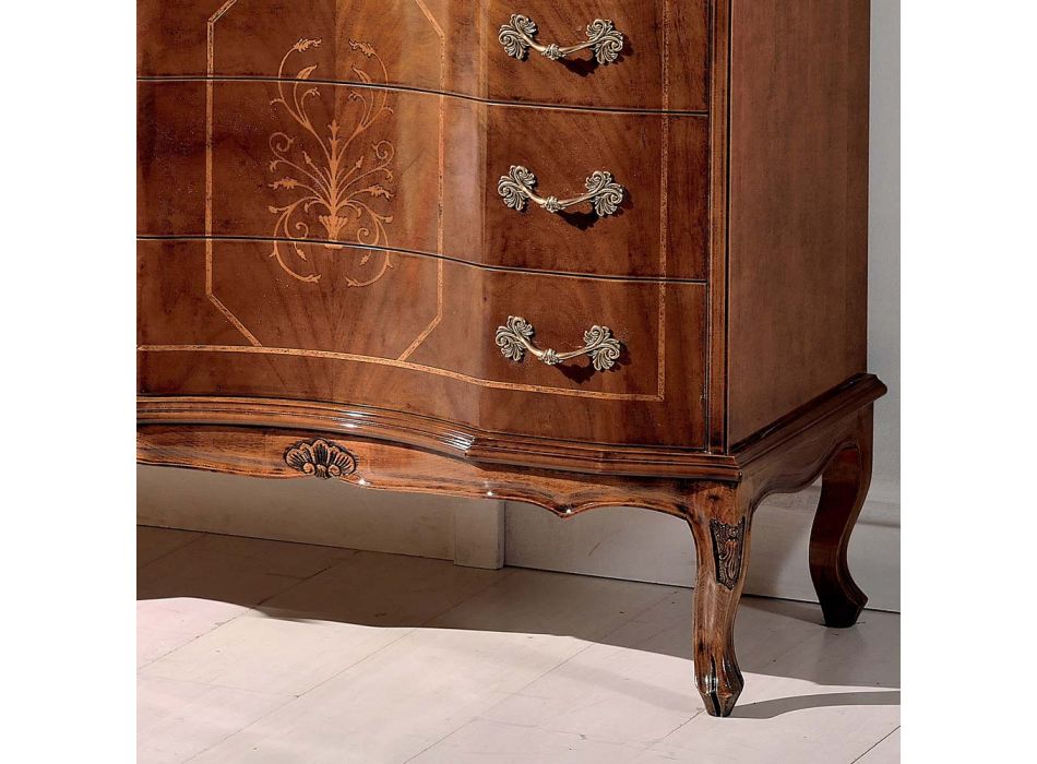 Klassieke ladekast met 8 lades in Bassano Walnut Wood Made in Italy - Luxury Viadurini