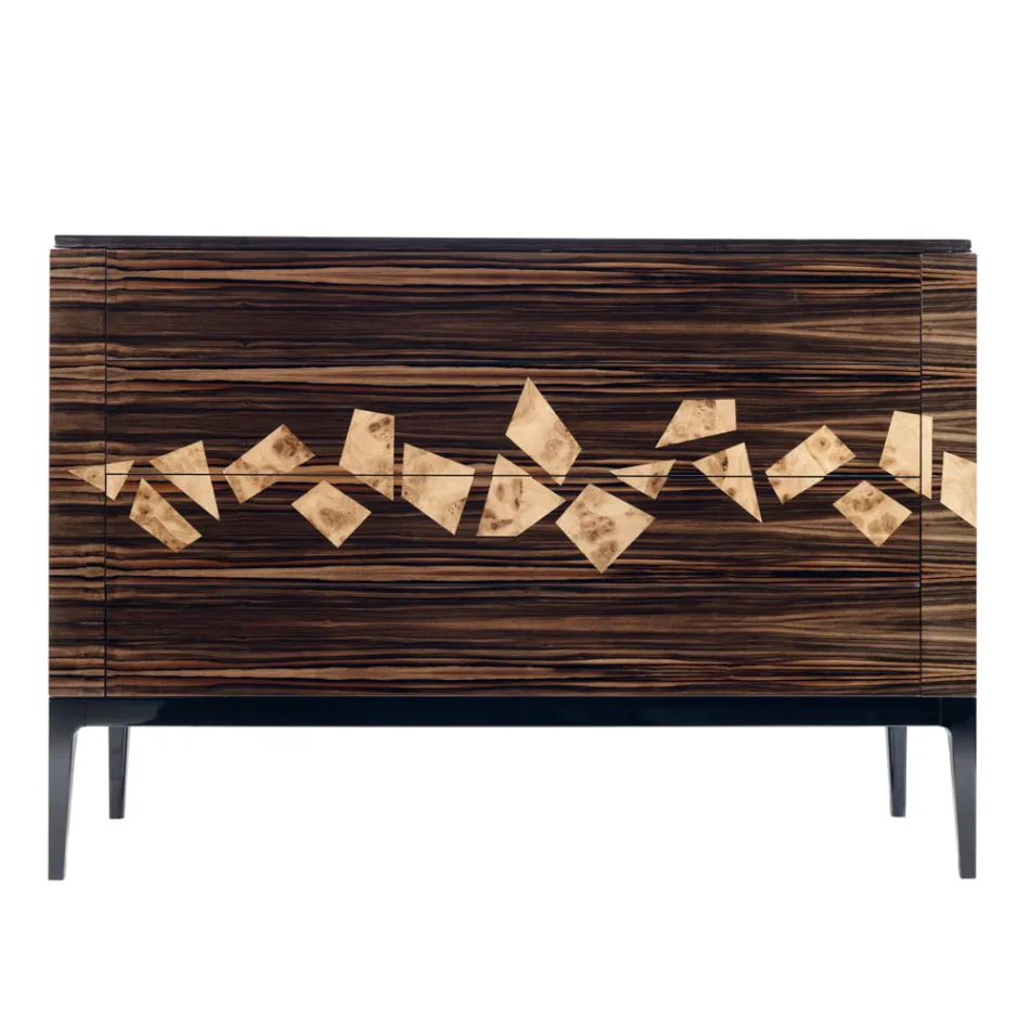 Design ebbenhouten ladekast 4Cassetti Grilli Zarafa gemaakt in Italië Viadurini