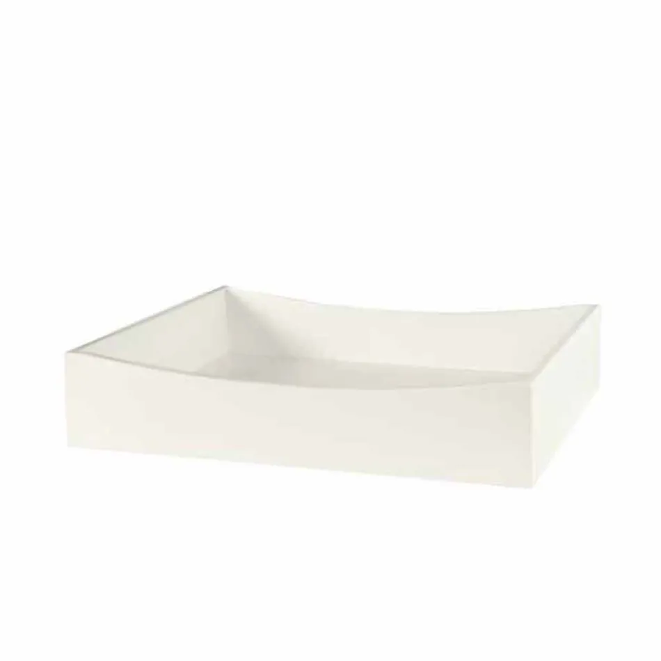 Extralight glazen ladekast en zes lades van wit hout gemaakt in Italië - Ganzo Viadurini