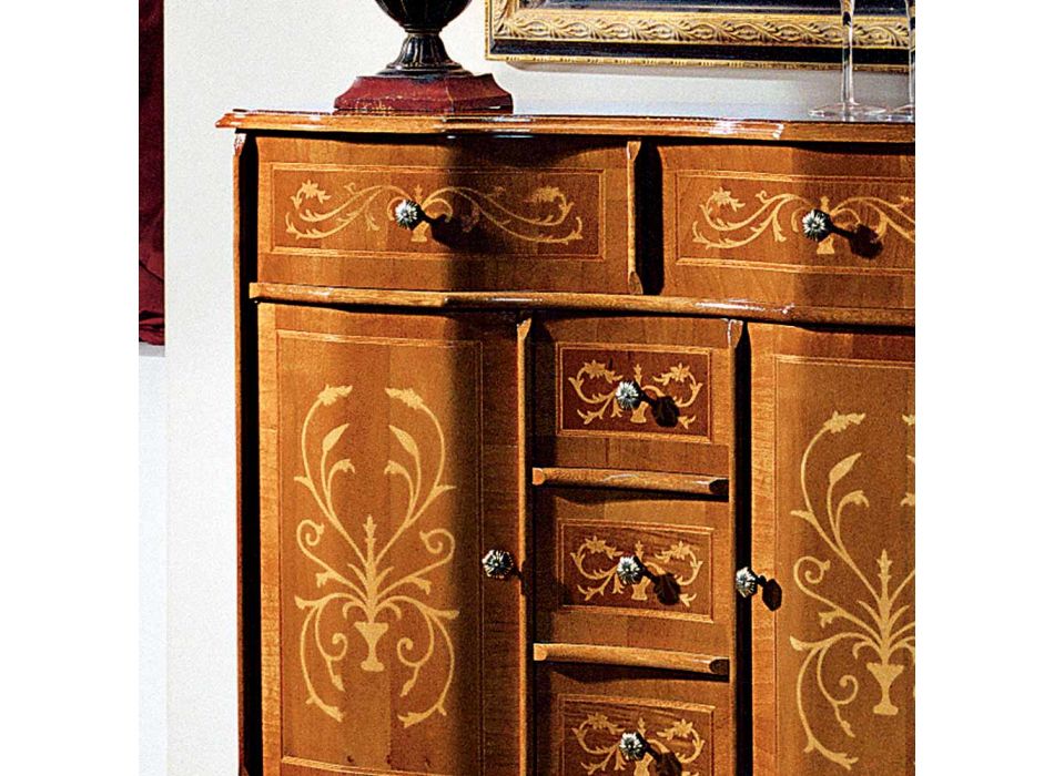 Klassieke stijl dressoir in hout 2 deuren en 5 laden Made in Italy - Luxe Viadurini