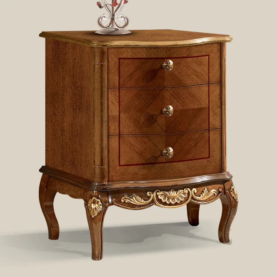 Nachtkastje in hout met 3 lades Made in Italy - Chantilly Viadurini