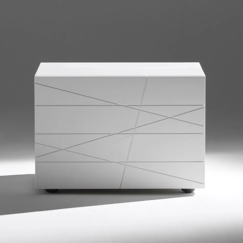 Nachtkastje met 1 lade van geverfd spaanplaat - Leone Viadurini