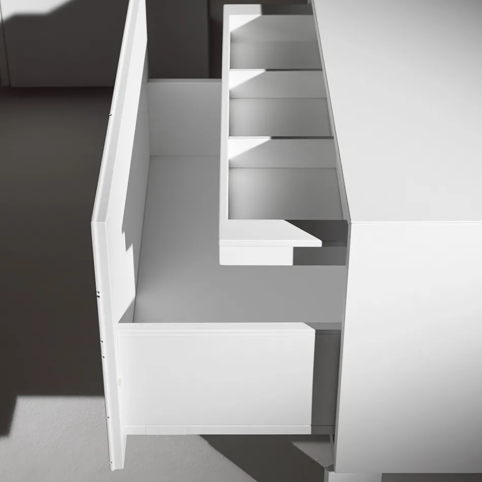 Nachtkastje met 1 lade van geverfd spaanplaat - Leone Viadurini