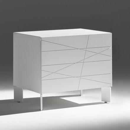 Nachtkastje met 1 lade van geverfd spaanplaat - Leone Viadurini