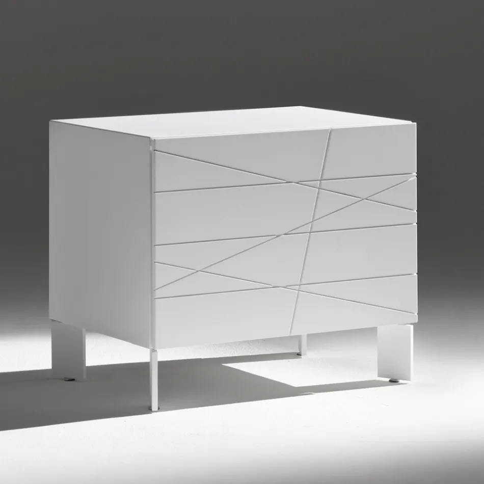 Nachtkastje met 1 lade van geverfd spaanplaat - Leone Viadurini