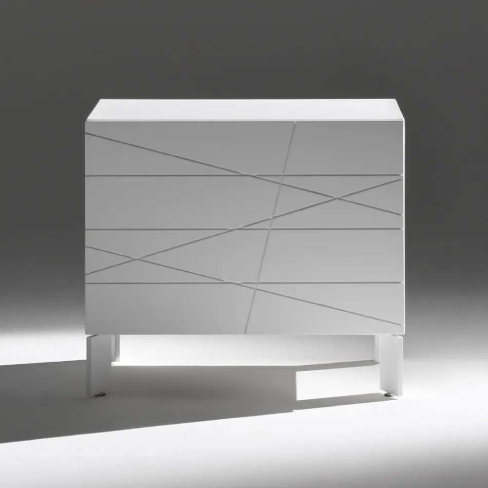 Nachtkastje met 1 lade van geverfd spaanplaat - Leone Viadurini