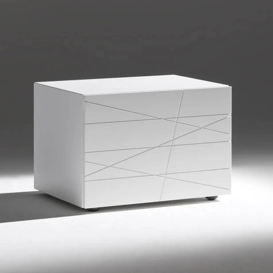 Nachtkastje met 1 lade van geverfd spaanplaat - Leone Viadurini