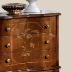 Nachtkastje met 3 lades in Bassano Walnoothout Gemaakt in Italië - Luxe Viadurini