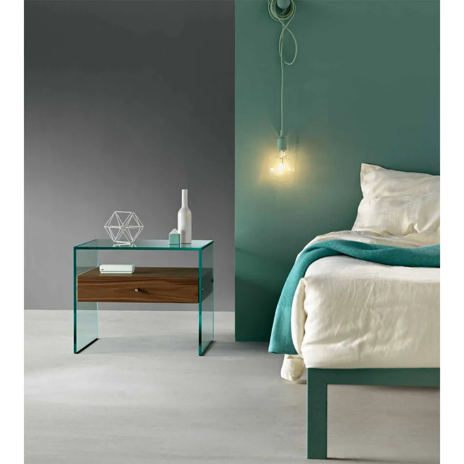 Modern design nachtkastje in extra helder glas Made in Italy - Secret Viadurini