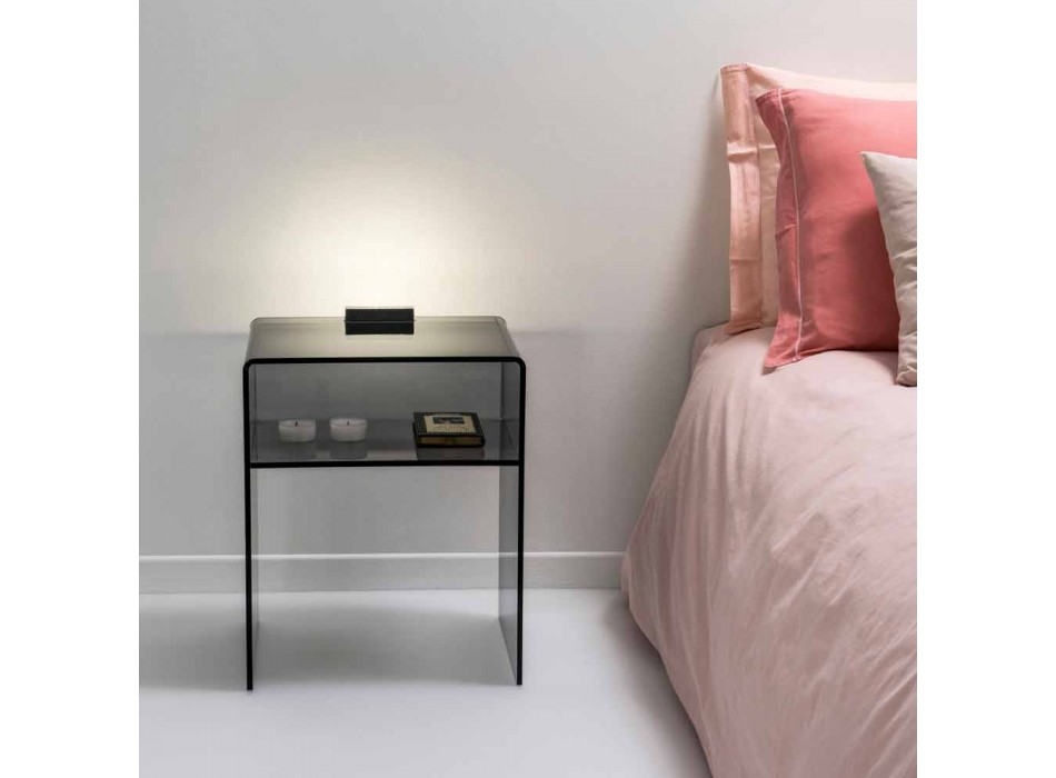 gerookte bed met LED-licht verlicht Tocco Adelia, made in Italy Viadurini