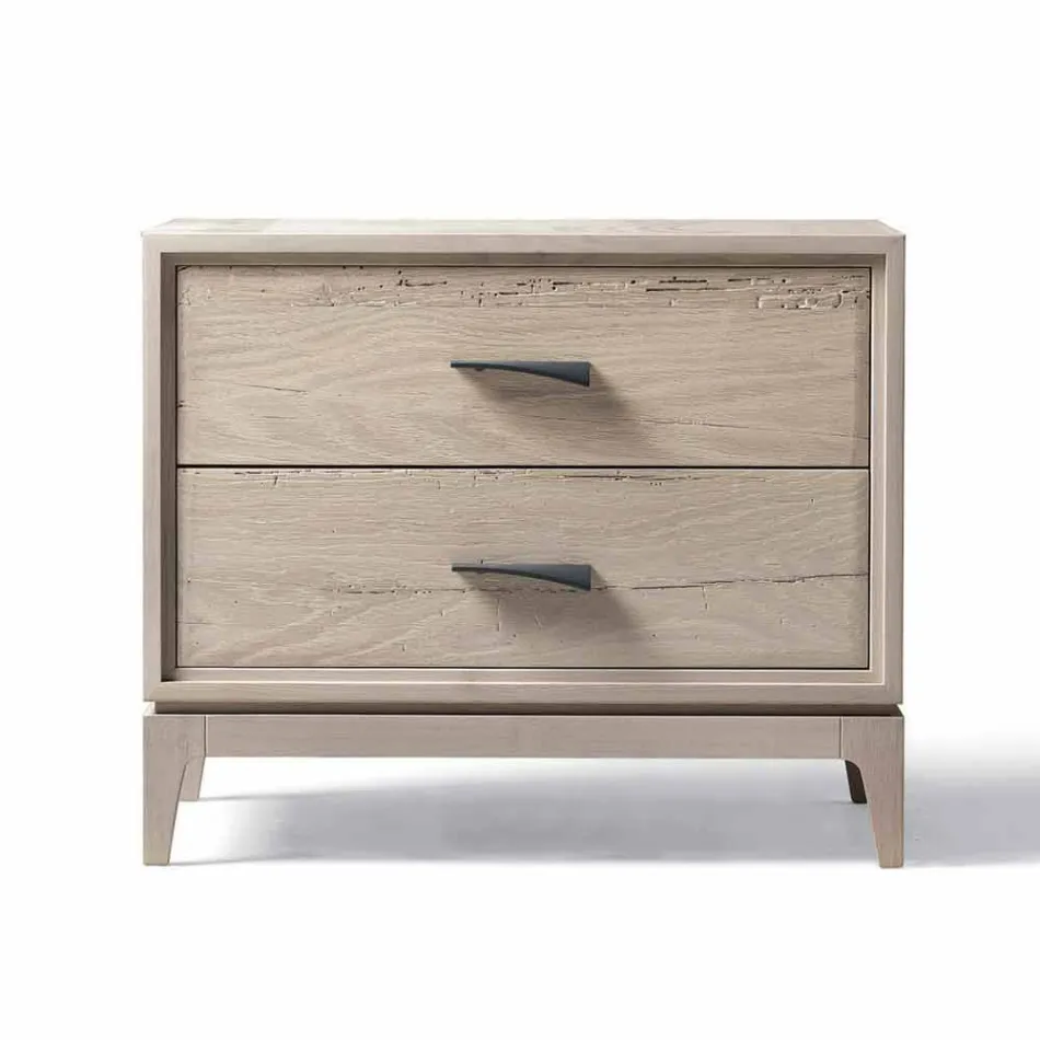 Hedendaagse nachtkastje 2 laden antieke eiken, PL 60 x 42 cm, Margo Viadurini