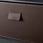 Nachtkastje van gerookt glas met leren lade 2 afmetingen - Linzy Viadurini