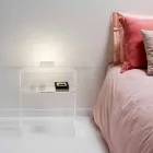 Nachtkastje met transparante LED-licht verlicht aanraking Adelia Viadurini