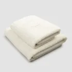 Complete set gezichtshanddoek en gastendoekje in badstof en linnenmix - Kelim Viadurini