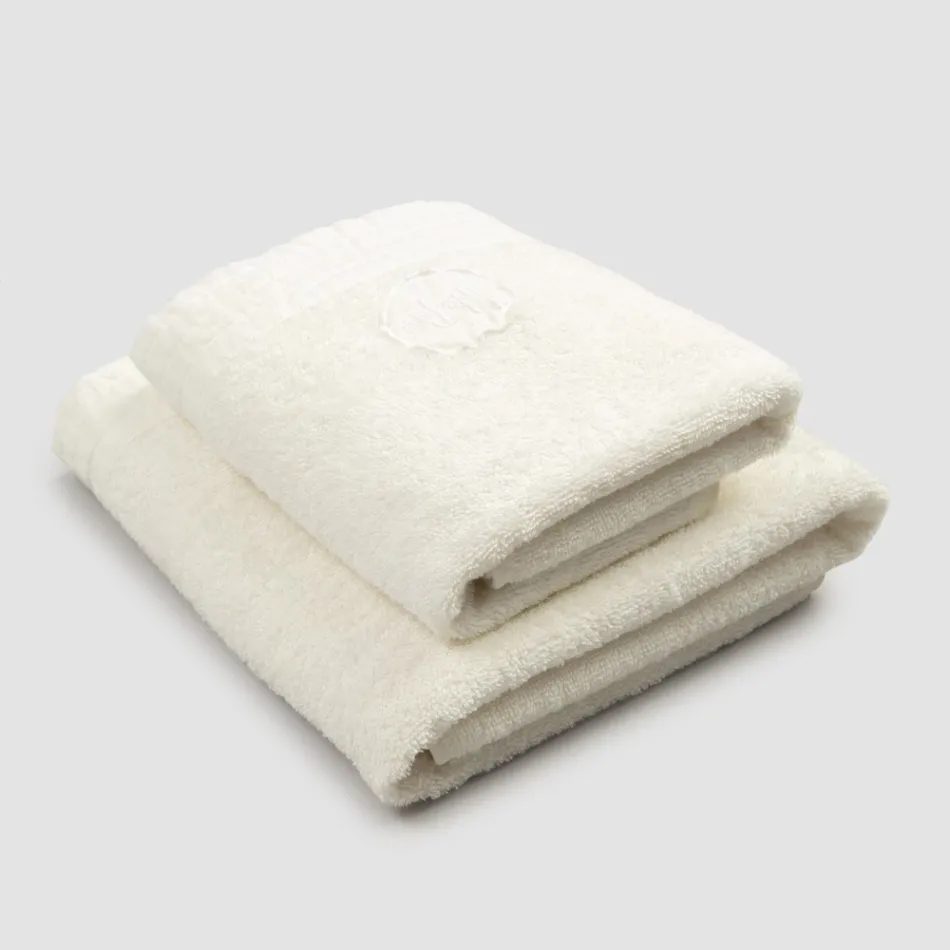 Complete set gezichtshanddoek en gastendoekje in badstof en linnenmix - Kelim Viadurini