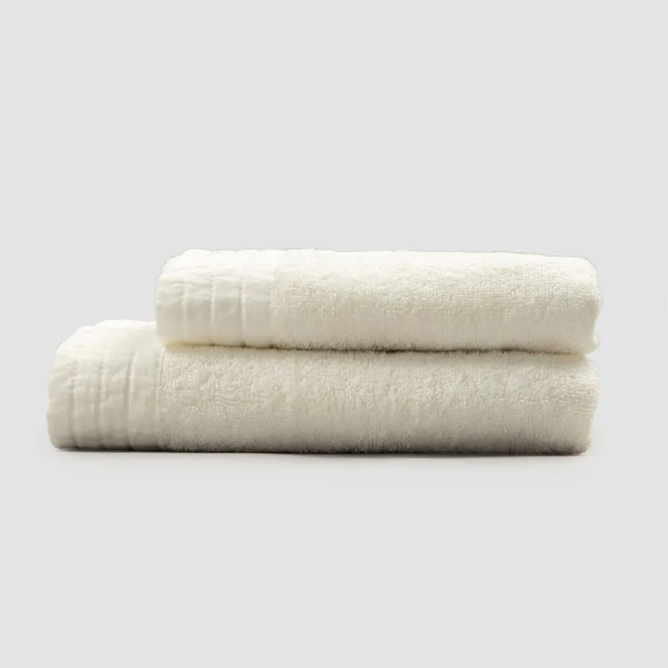 Complete set gezichtshanddoek en gastendoekje in badstof en linnenmix - Kelim Viadurini