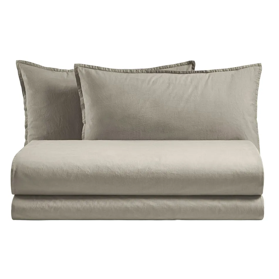 Compleet tweepersoons dekbedovertrek in zuiver geverfd katoen - Delicacy Viadurini