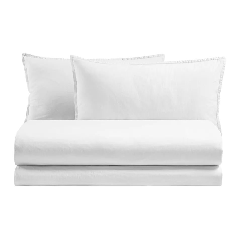 Compleet tweepersoons dekbedovertrek in zuiver geverfd katoen - Delicacy Viadurini