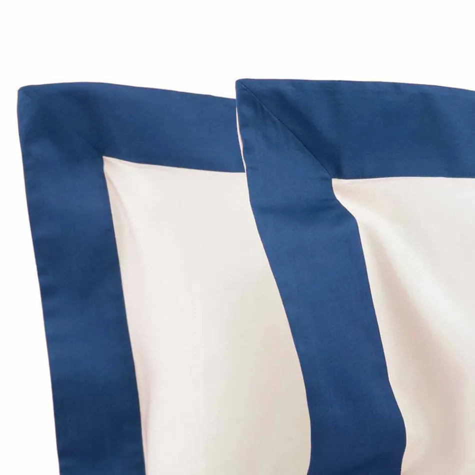 Satijnen lakenset voor tweepersoonsbed met gekleurde randen - hyacint Viadurini