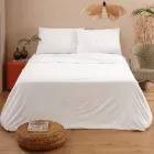 Compleet tweepersoonsbed in puur katoenen kleding geverfd en gearceerd - Delicacy Viadurini