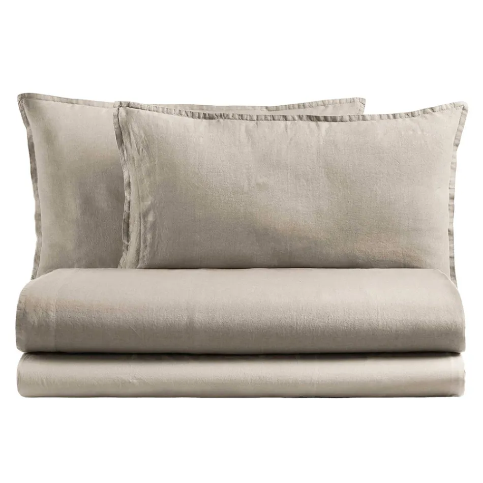 Tweepersoonsbed compleet in puur katoen, geverfd en gearceerd - Delicacy Viadurini