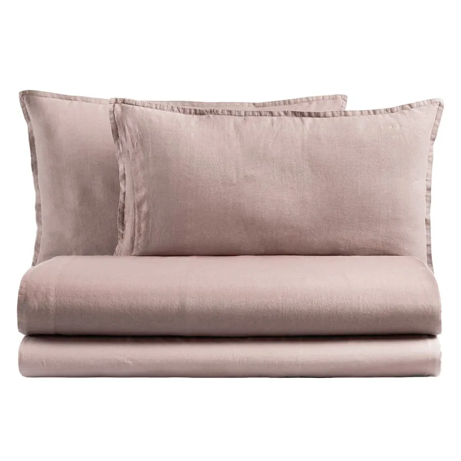 Compleet tweepersoonsbed in puur katoenen kleding geverfd en gearceerd - Delicacy Viadurini