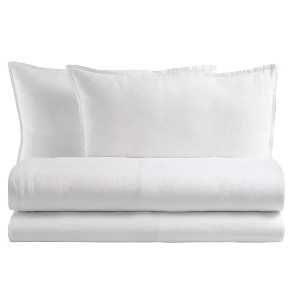 Compleet tweepersoonsbed in puur katoenen kleding geverfd en gearceerd - Delicacy Viadurini