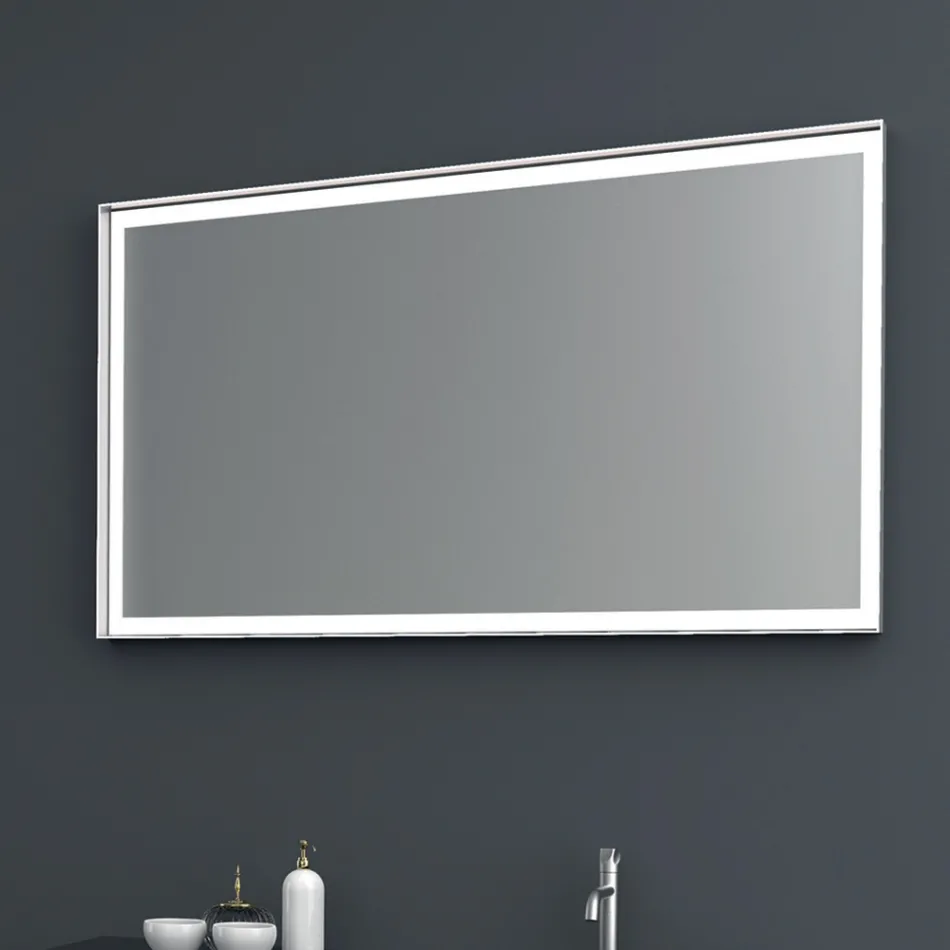 Samenstelling 2 hangende badkamermeubels in platina gelakt Mdf 120 cm - Renga Viadurini