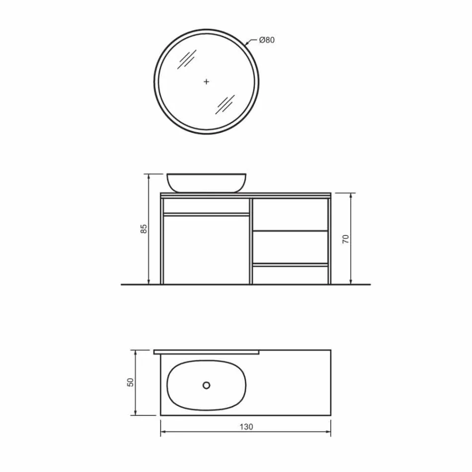 Compositie 3 Badkamermeubels in metaal en hout Luxe eikenhout - Cizco Viadurini