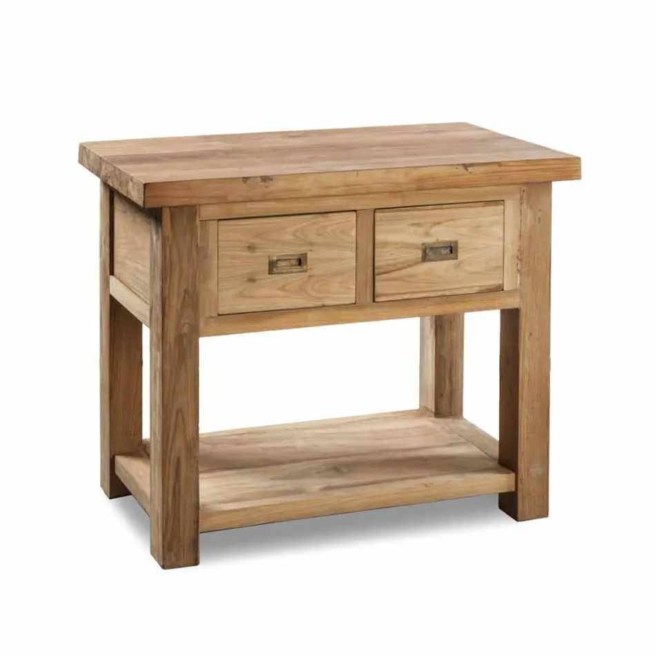 Compositie 3 Badkamermeubels in teakhout met harswastafel - Essence Viadurini