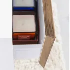 Compositie 3 Badkamermeubels in Teakhout en Hi Macs® - Talk Viadurini