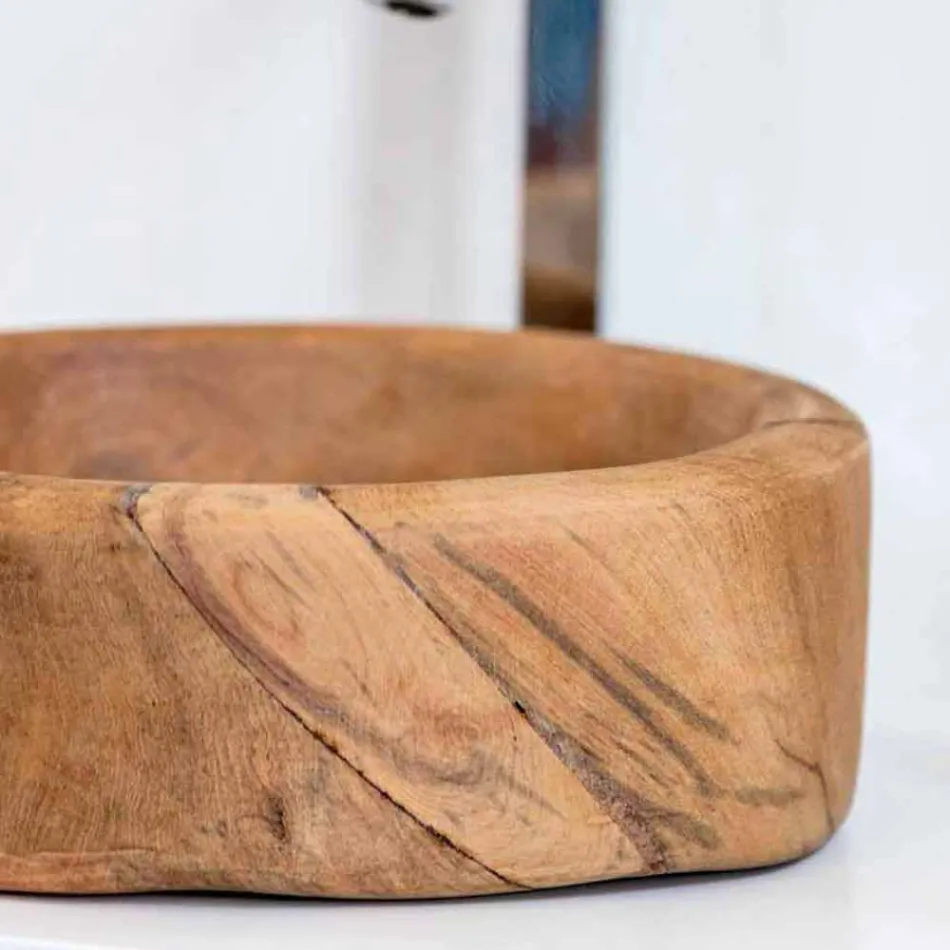 Compositie 3 Badkamermeubels in Teakhout en Hi Macs® - Talk Viadurini