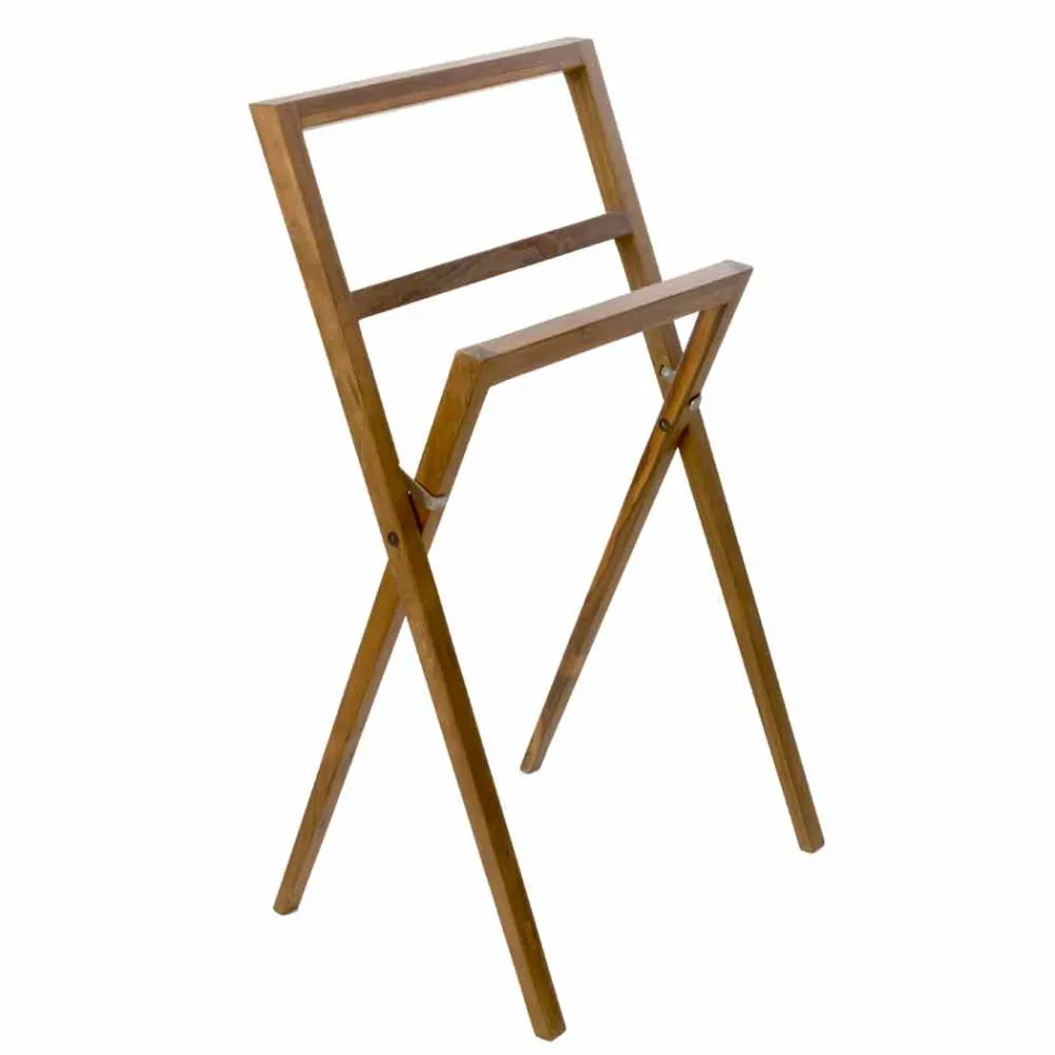 Compositie 3 Badkamermeubels in Teakhout en Hi Macs® - Talk Viadurini