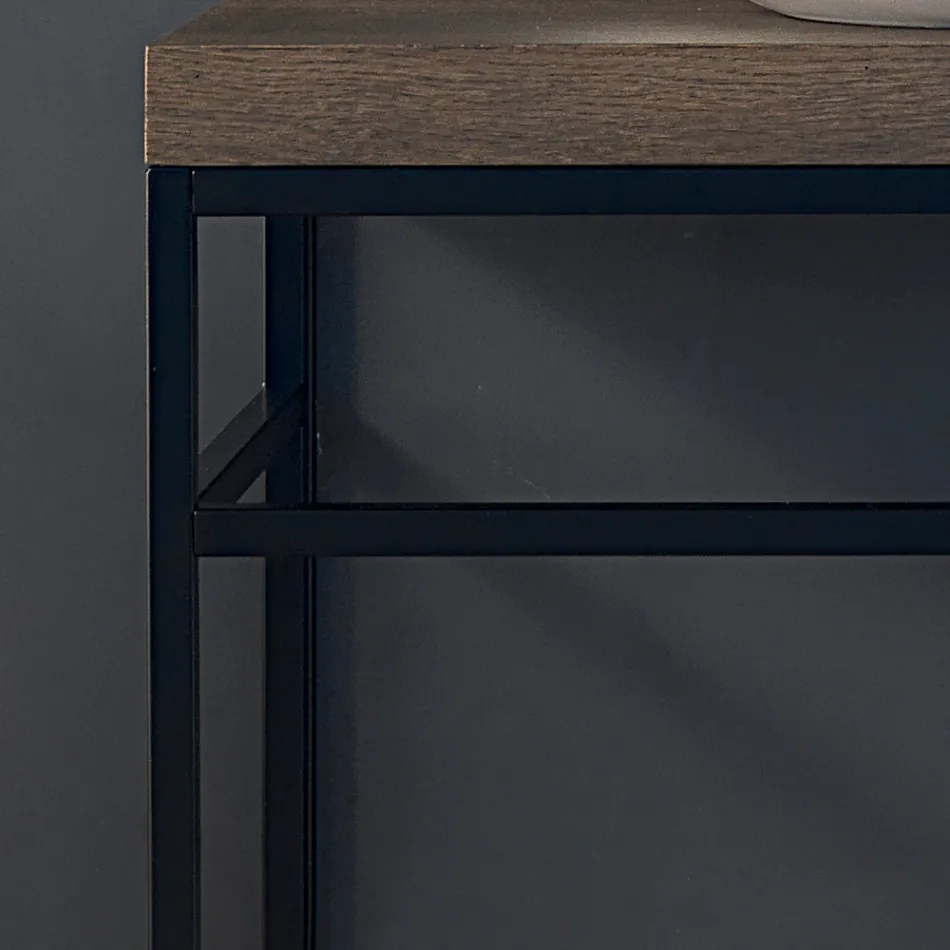 Samenstelling 3 Badkamermeubels in metaal, hout en keramiek Made in Italy - Cizco Viadurini