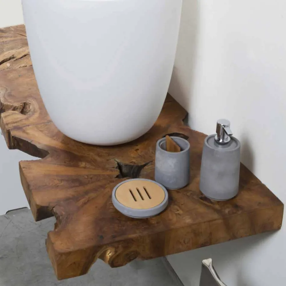 Compositie 3 Hangend badkamermeubel met witte harswastafel - Dazzle Viadurini