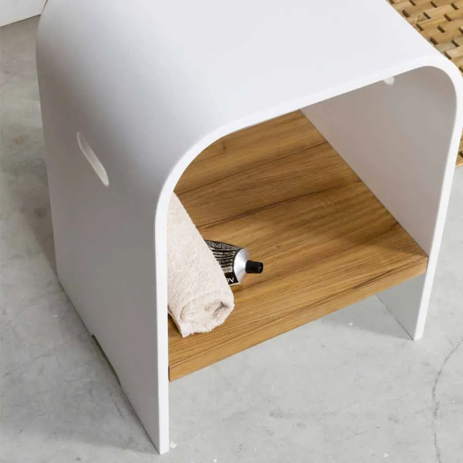 Compositie 3 Hangend badkamermeubel met witte harswastafel - Dazzle Viadurini