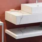 Samenstelling 3 hangende badkamermeubels in porseleinen aardewerk 4 afwerkingen - Rambina Viadurini