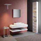 Samenstelling 3 hangende badkamermeubels in porseleinen aardewerk 4 afwerkingen - Rambina Viadurini