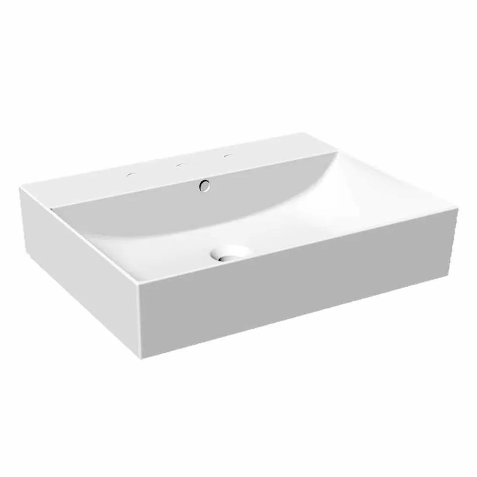 Samenstelling 3 hangende badkamermeubels in porseleinen aardewerk 4 afwerkingen - Rambina Viadurini