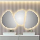 Samenstelling 3 Wandspiegels met LED-verlichting Made in Italy - Fagiolao Viadurini