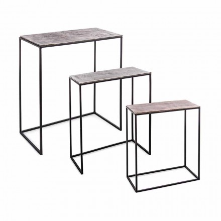 Samenstelling 3 salontafels in aluminium en staal Homemotion - Salvio Viadurini