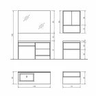 Samenstelling 5 vrijstaande badkamermeubels in metaal en Ecolegno Made in Italy - Cizco Viadurini